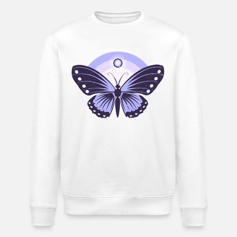 Papillon Lilas mignon - Sweat bio ROLLER Stanley/Stella Unisexe - blanc