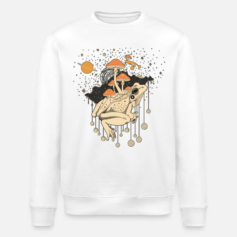 Grenouille Cosmique et Champignons dans l’Univers - Sweat bio ROLLER Stanley/Stella Unisexe - blanc