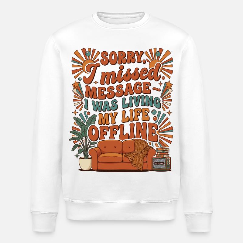 Living Life Offline Retro - Stanley/Stella Unisex Bio-Sweatshirt ROLLER - Weiß