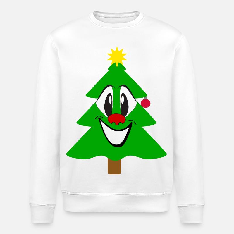 Lachender Weihnachtsbaum Cartoon - Stanley/Stella Unisex Bio-Sweatshirt ROLLER - Weiß