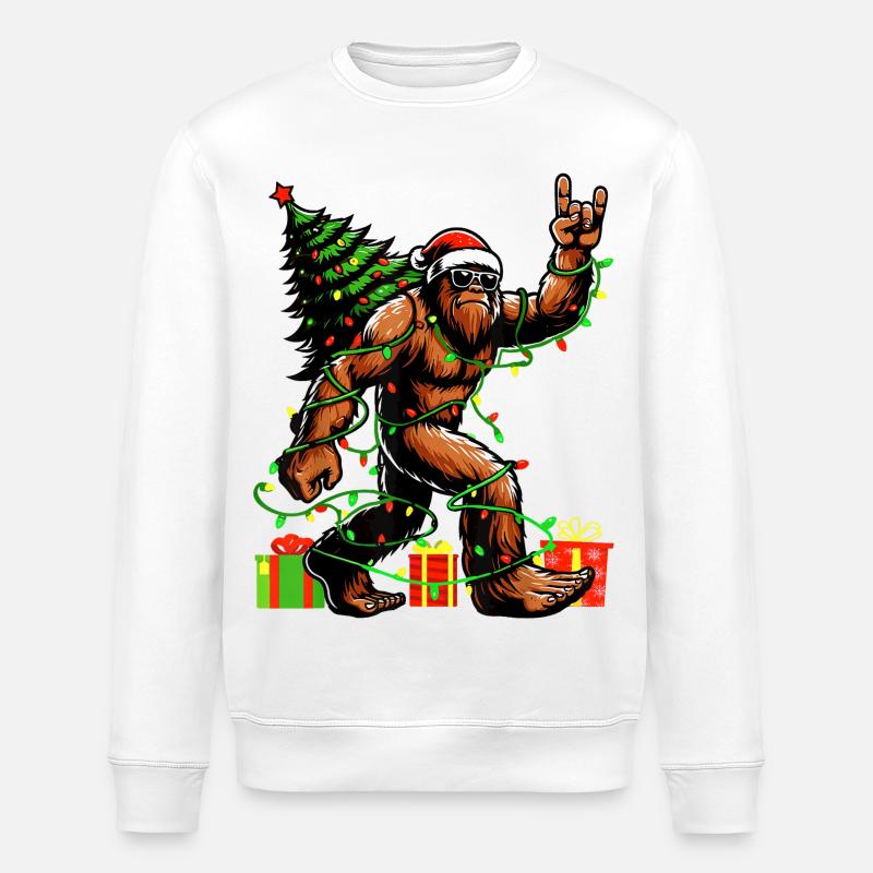 Bigfoot Weihnachtslicht-Held - Stanley/Stella Unisex Bio-Sweatshirt ROLLER - Weiß