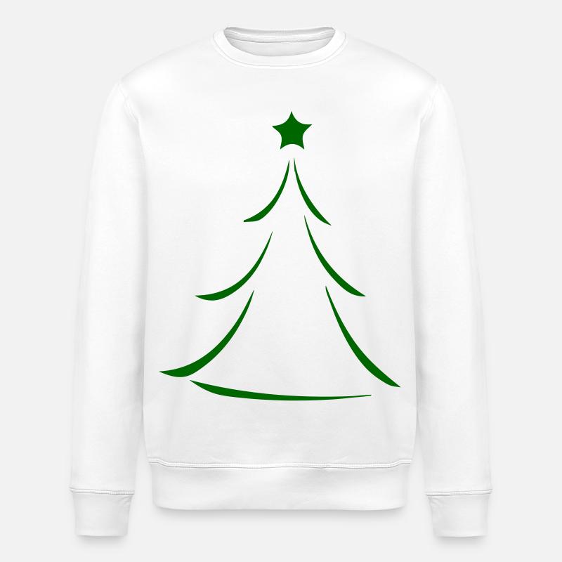 Minimalistische grüne Weihnachtsbaum-Silhouette - Stanley/Stella Unisex Bio-Sweatshirt ROLLER - Weiß