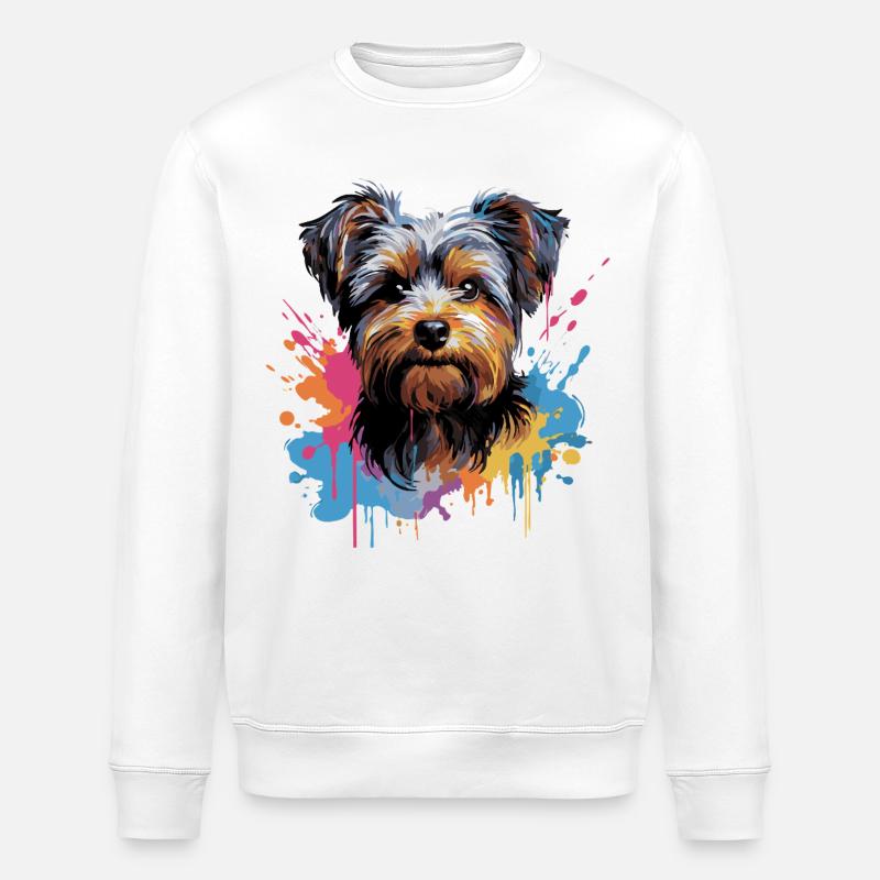 Yorkshire Terrier Splash Style - Stanley/Stella Unisex Bio-Sweatshirt ROLLER - Weiß