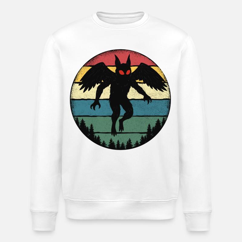 Mothman Retro Cryptid Legend - Stanley/Stella Unisex Bio-Sweatshirt ROLLER - Weiß