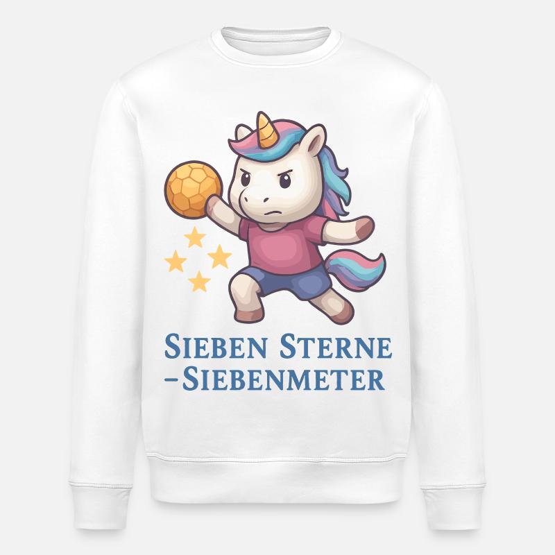 Einhorn Handball Sieben Sterne Siebenmeter - Stanley/Stella Unisex Bio-Sweatshirt ROLLER - Weiß
