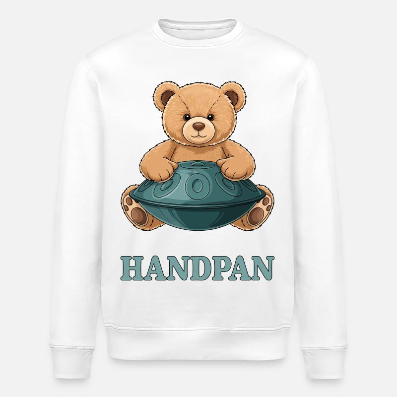 Handpan Teddy Bear - Stanley/Stella Unisex Bio-Sweatshirt ROLLER - Weiß