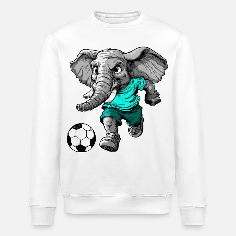 Fussballer Elefant - Stanley/Stella Unisex Bio-Sweatshirt ROLLER - Weiß