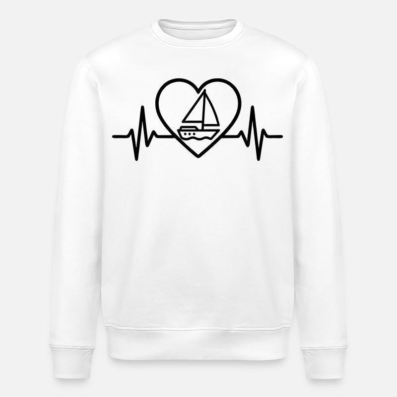 Herz Segeln – Leidenschaft Segelboot - Stanley/Stella Unisex Bio-Sweatshirt ROLLER - Weiß