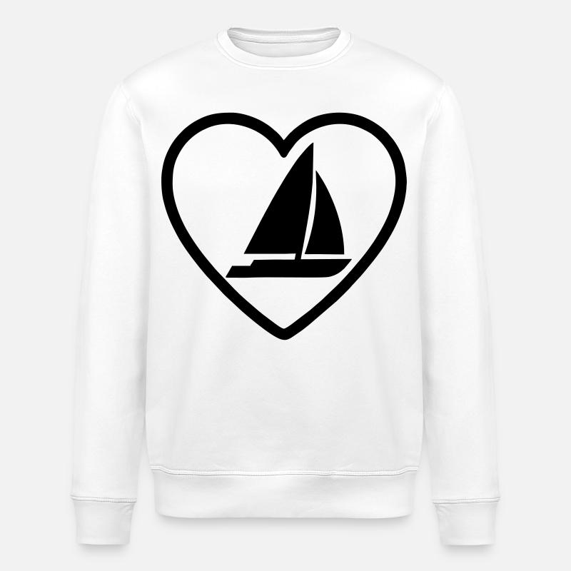 Catamaran Heart – Segel-Leidenschaft - Stanley/Stella Unisex Bio-Sweatshirt ROLLER - Weiß