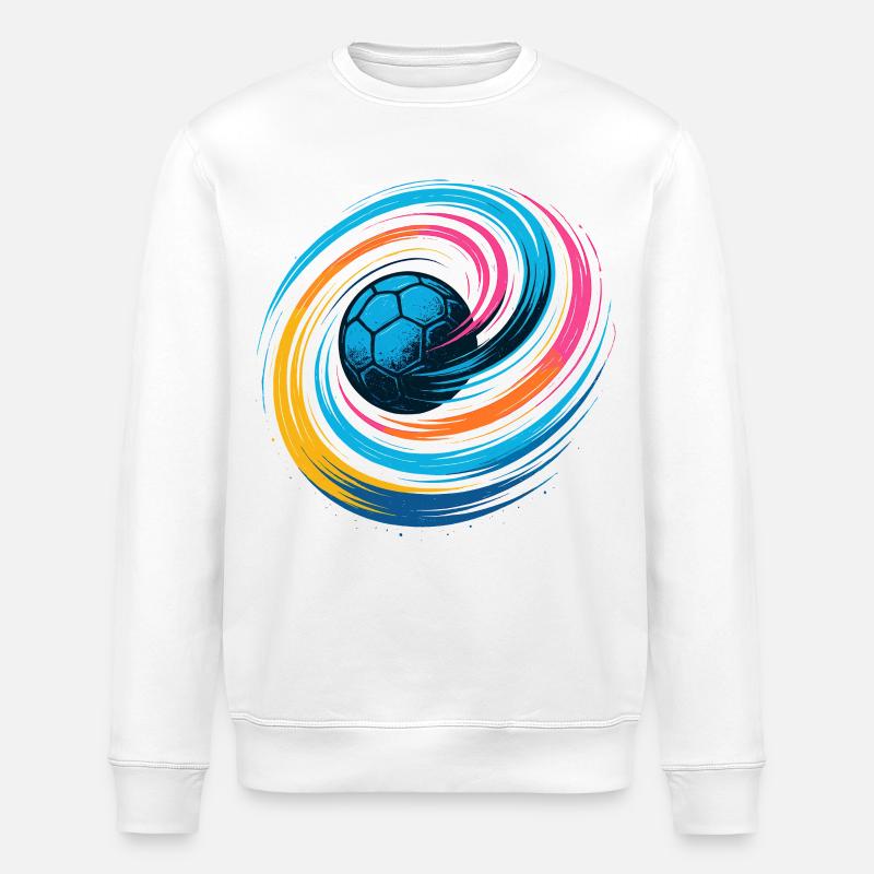 Handball Neon Ball, bunter Wirbelwurf, Dynamik - Stanley/Stella Unisex Bio-Sweatshirt ROLLER - Weiß