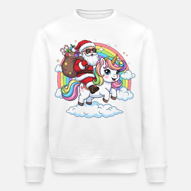 Weihnachtsmann Einhorn  - Stanley/Stella Unisex Bio-Sweatshirt ROLLER - Weiß