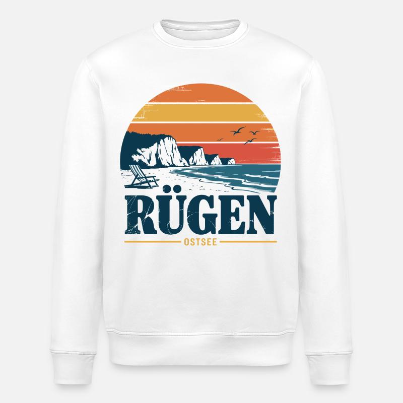 Rügen Ostsee Retro Geschenk - Stanley/Stella Unisex Bio-Sweatshirt ROLLER - Weiß