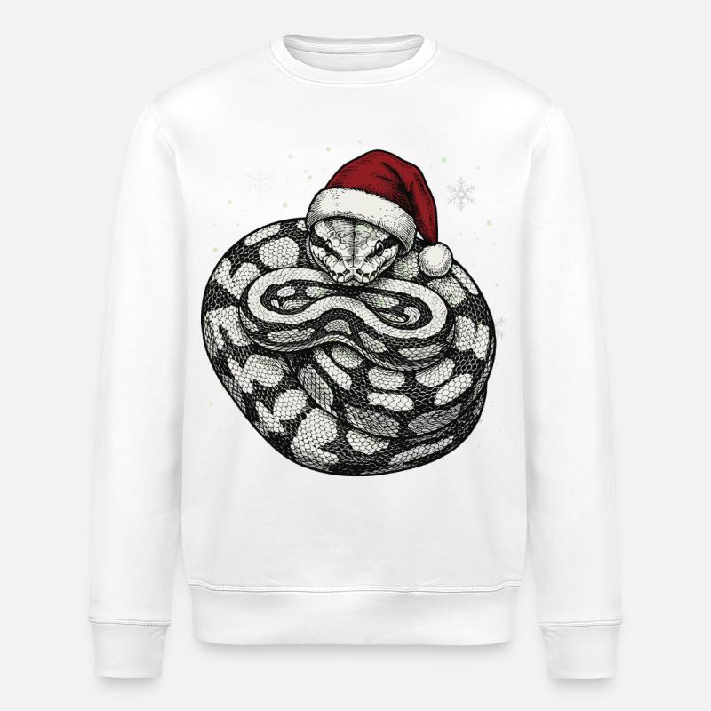 Königspython Weihnachten Ball Python Schlange - Stanley/Stella Unisex Bio-Sweatshirt ROLLER - Weiß