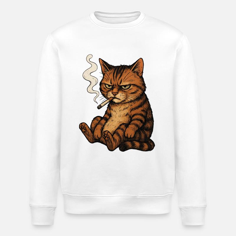 Smoking Cat - Stanley/Stella Unisex Bio-Sweatshirt ROLLER - Weiß