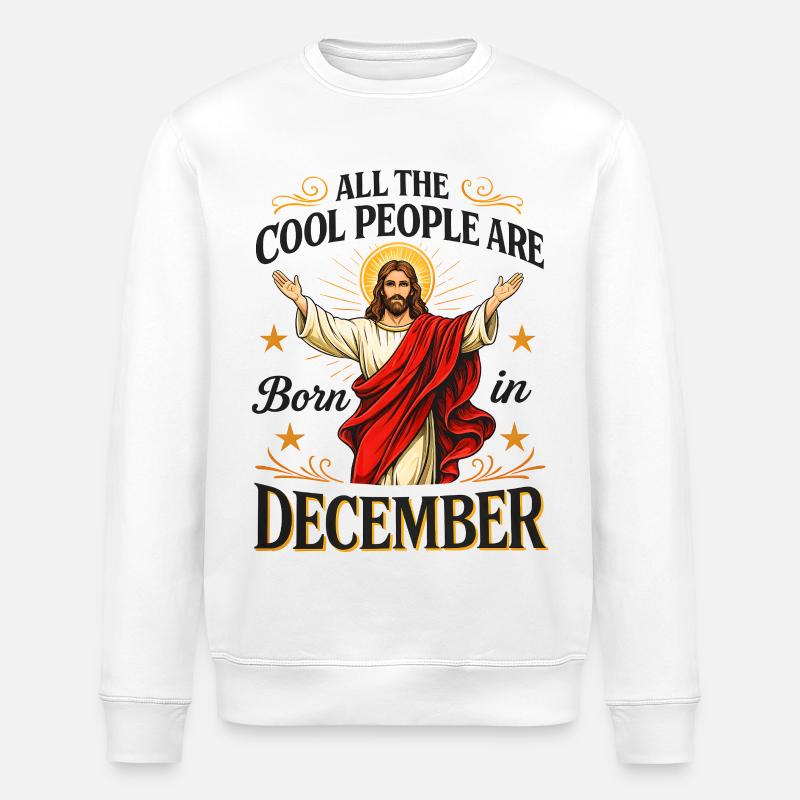 Jesus Motiv Geboren im Dezember - Stanley/Stella Unisex Bio-Sweatshirt ROLLER - Weiß