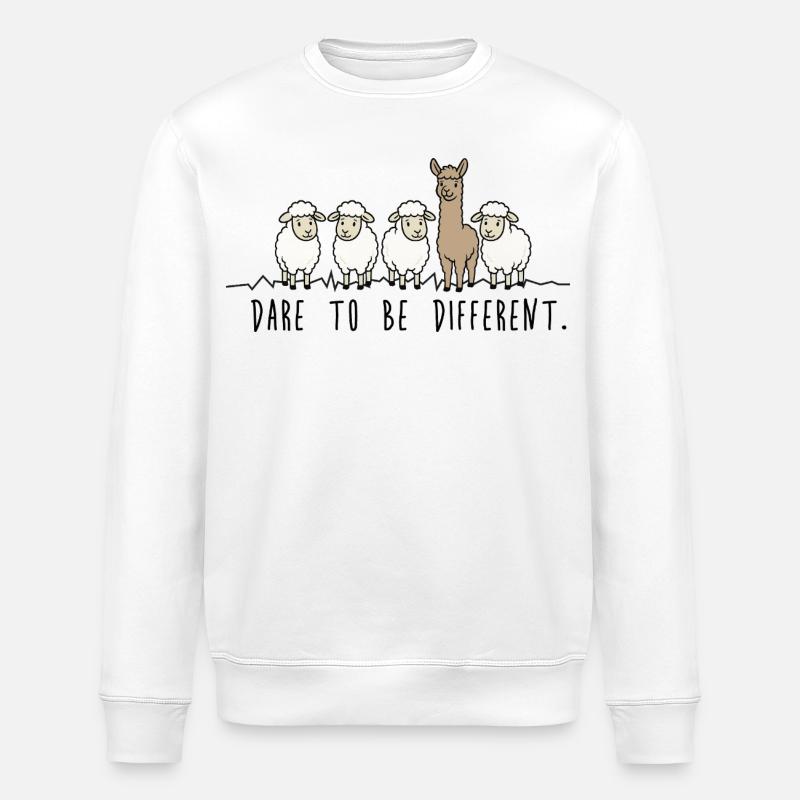 Osez être différent – Illustration de moutons-alpagas - Sweat bio ROLLER Stanley/Stella Unisexe - blanc