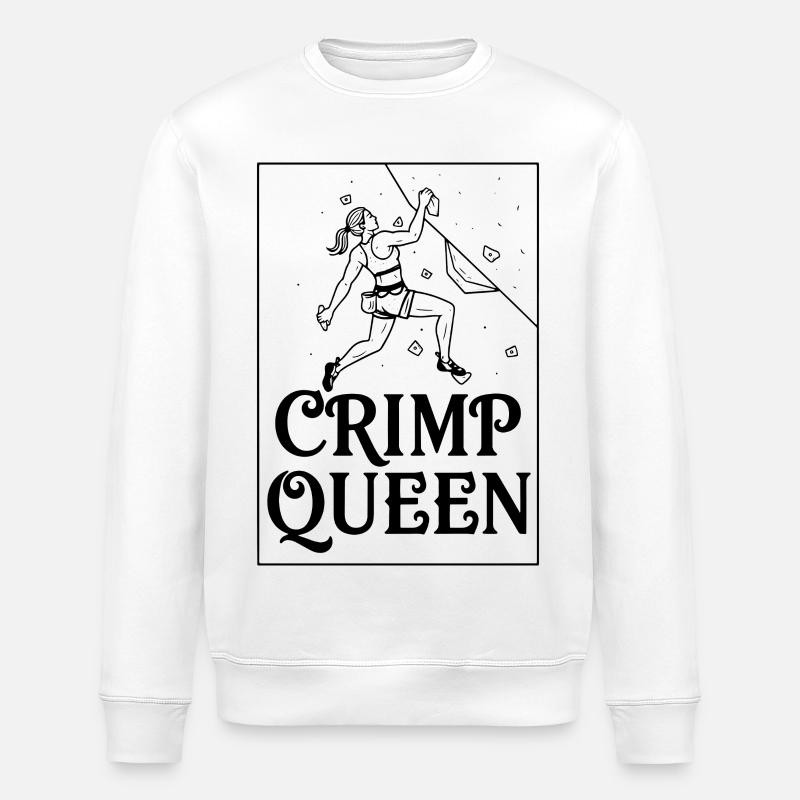 Crimp Queen Rock Climbing Adventure Graphic - Stanley/Stella ROLLER Unisex Organic Sweatshirt - white