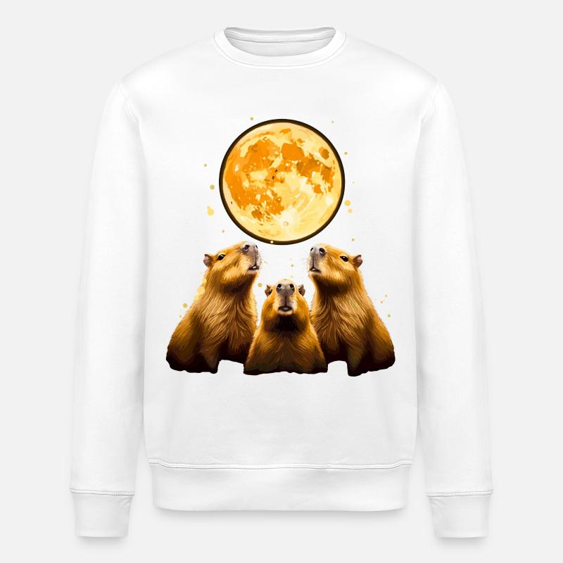 Capybara Capybara Moonlight Trio - Stanley/Stella ROLLER Unisex Organic Sweatshirt - white