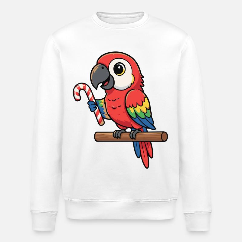 Fröhlicher Papagei mit Zuckerstange - Stanley/Stella Unisex Bio-Sweatshirt ROLLER - Weiß