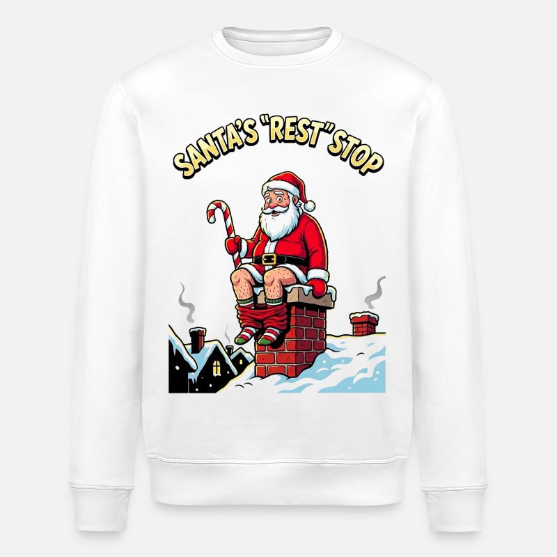 Weihnachtsmann-Toiletten-Break-Feuer-Spaß - Stanley/Stella Unisex Bio-Sweatshirt ROLLER - Weiß