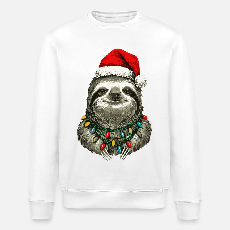 Faultier Weihnachten - Stanley/Stella Unisex Bio-Sweatshirt ROLLER - Weiß