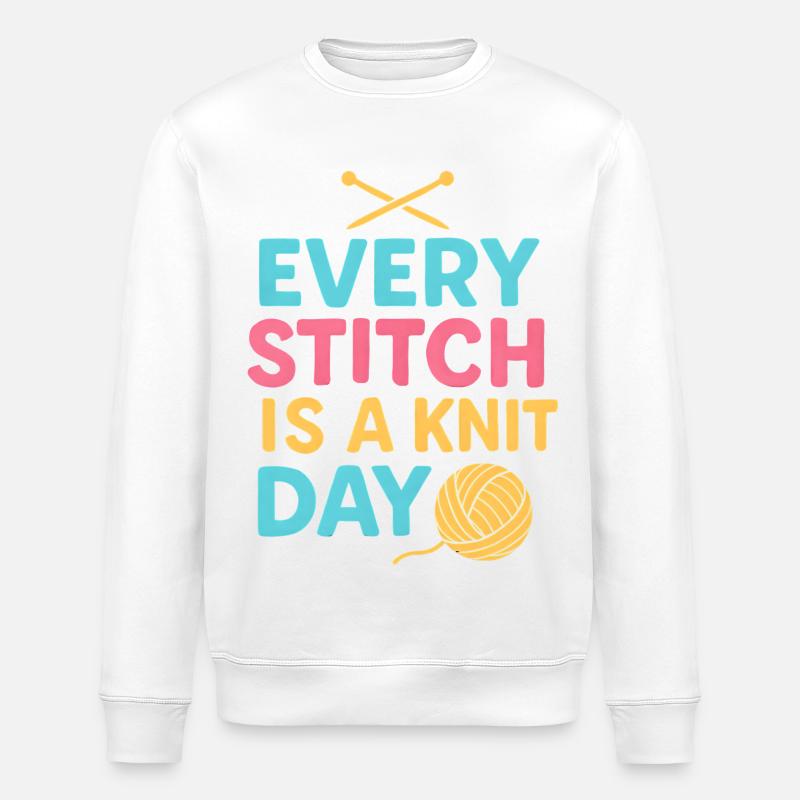 Stricken Nadel Spruch - Stanley/Stella Unisex Bio-Sweatshirt ROLLER - Weiß