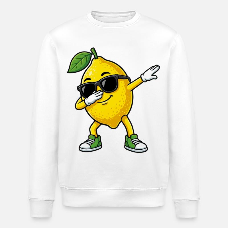 Dessin animé Dun Citron dans la pose Dab - Sweat bio ROLLER Stanley/Stella Unisexe - blanc