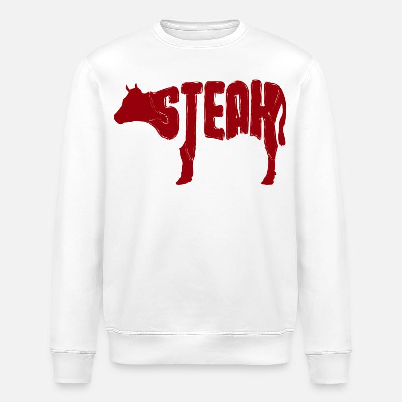 Rotes Steak Rind Silhouette - Stanley/Stella Unisex Bio-Sweatshirt ROLLER - Weiß