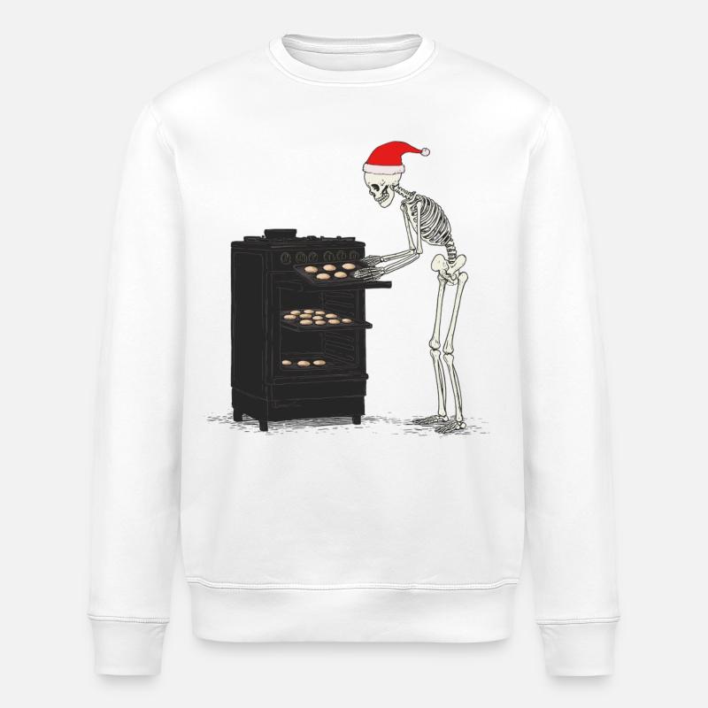 Skelett backt Cookies - Stanley/Stella Unisex Bio-Sweatshirt ROLLER - Weiß