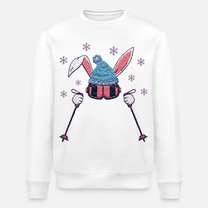 Faux Yarn Ski Bunny Humour d’hiver - Sweat bio ROLLER Stanley/Stella Unisexe - blanc