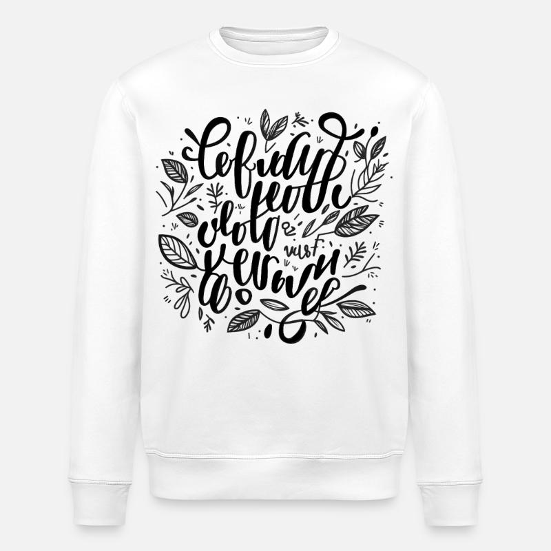 Lettrage manuel du feuillage - Sweat bio ROLLER Stanley/Stella Unisexe - blanc