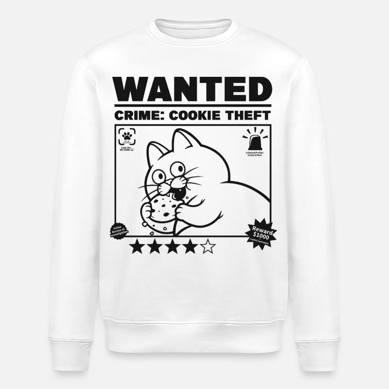 Wanted Plakat Katze - Stanley/Stella Unisex Bio-Sweatshirt ROLLER - Weiß