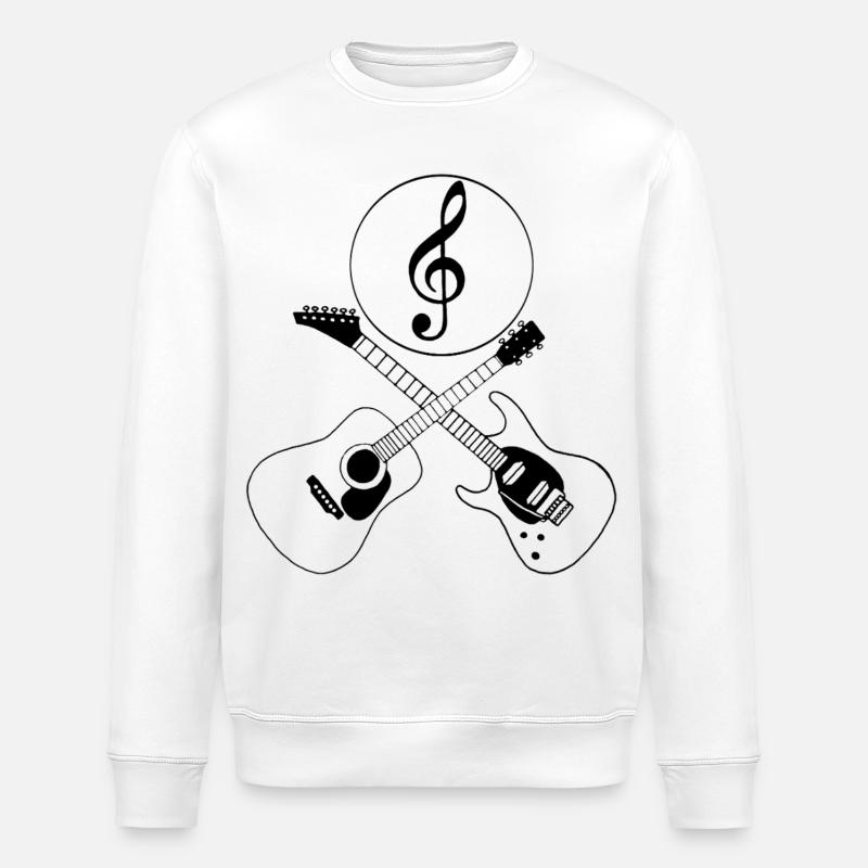 Gitarren und Violinschlüssel - Stanley/Stella Unisex Bio-Sweatshirt ROLLER - Weiß