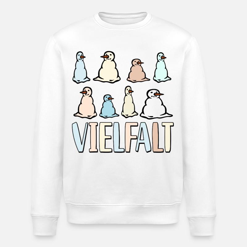 Bunte Schneemänner Winter Vielfalt - Stanley/Stella Unisex Bio-Sweatshirt ROLLER - Weiß