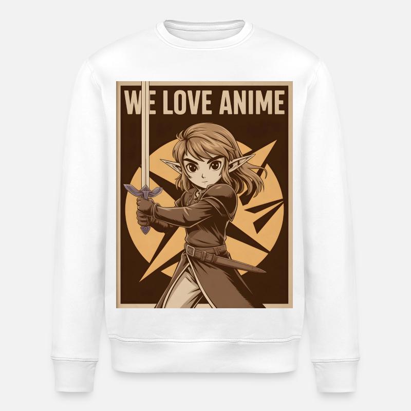 Animeheldin mit Schwert - Stanley/Stella Unisex Bio-Sweatshirt ROLLER - Weiß