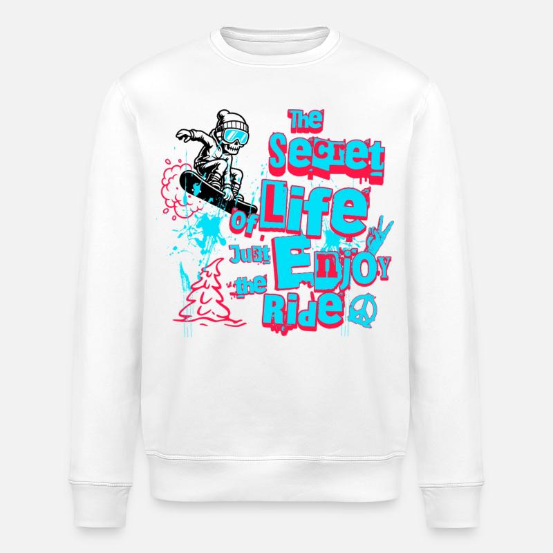 Snowboard & Ski Design - Enjoy the ride! - Stanley/Stella Unisex Bio-Sweatshirt ROLLER - Weiß