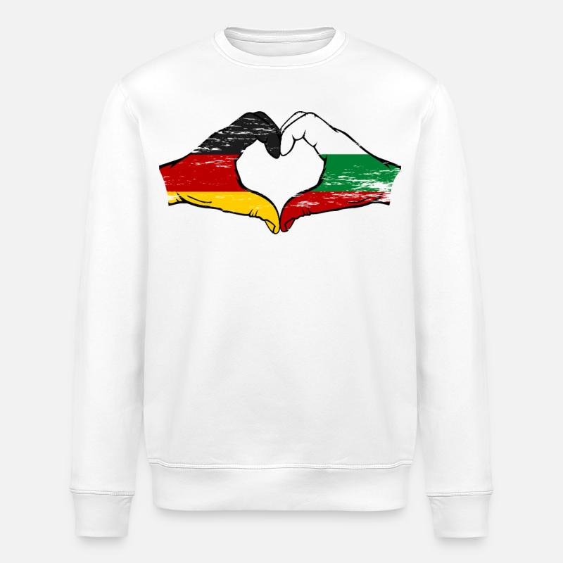 Cœur du drapeau Allemagne Bulgarie - Sweat bio ROLLER Stanley/Stella Unisexe - blanc
