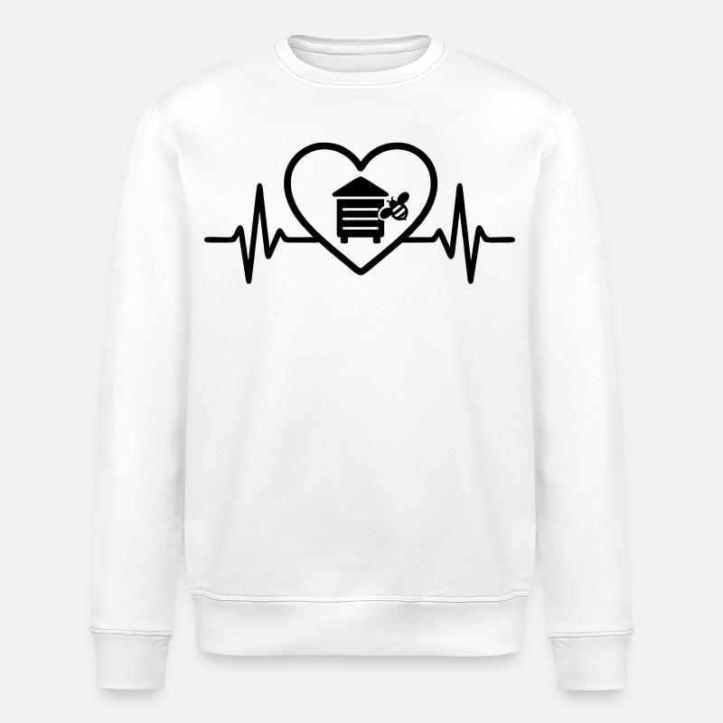 Herz Imker Bienenstock - Stanley/Stella Unisex Bio-Sweatshirt ROLLER - Weiß