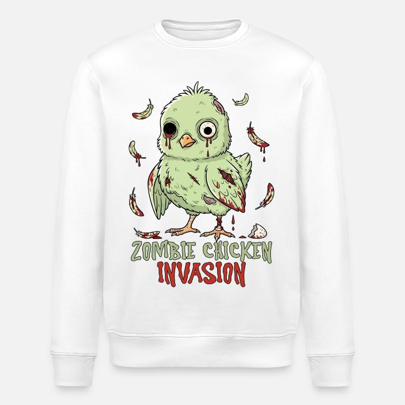 Zombie Chicken Invasion - Stanley/Stella Unisex Bio-Sweatshirt ROLLER - Weiß