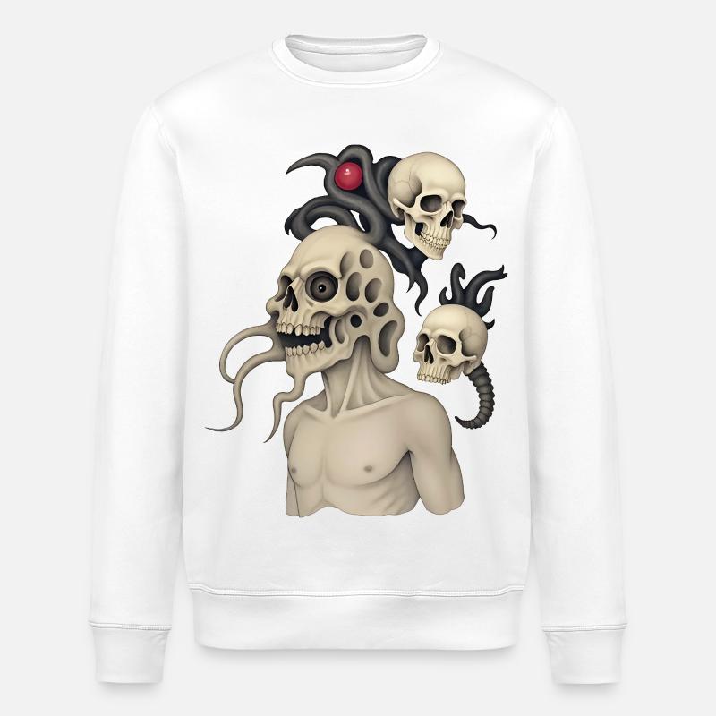 SKULL #3 – dunkle Hölle - Stanley/Stella Unisex Bio-Sweatshirt ROLLER - Weiß