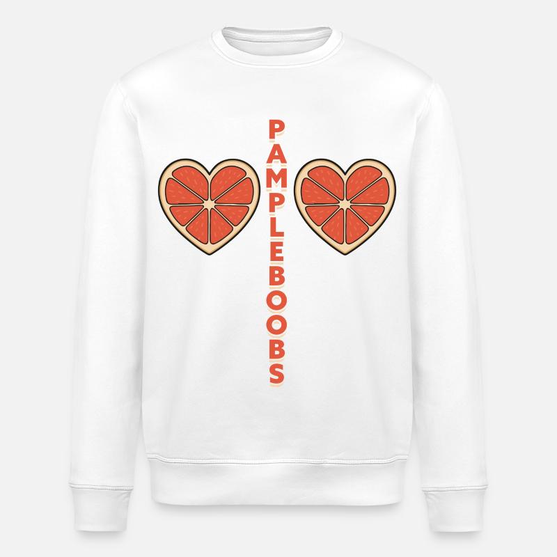 Pampleboobs – Fun design with grapefruit - Stanley/Stella ROLLER Unisex Organic Sweatshirt - white