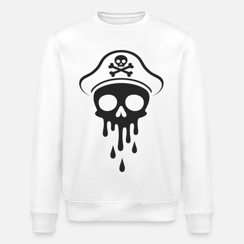 Melting Captain Skull Skull Captain Hat - Stanley/Stella ROLLER Unisex Organic Sweatshirt - white