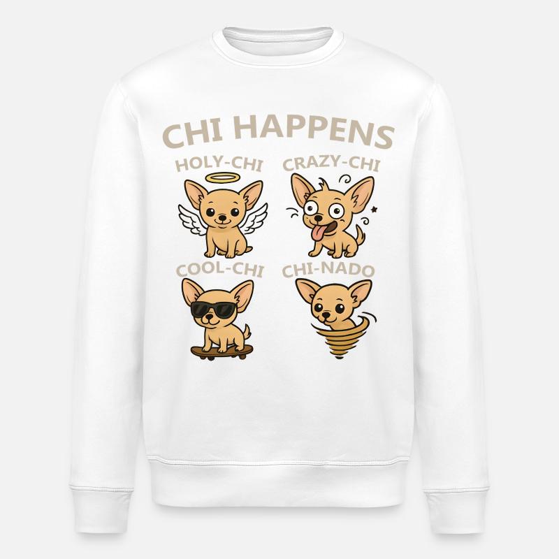 Chi Happens Four Chihuahuas - Stanley/Stella Unisex Bio-Sweatshirt ROLLER - Weiß