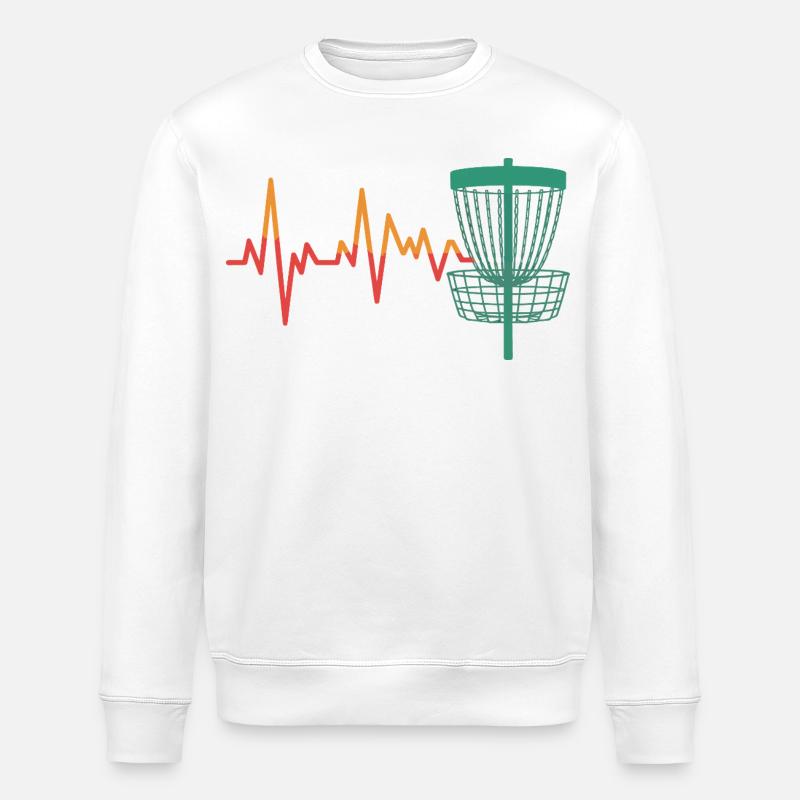 Herzschlag DiscGolf Motiv - Stanley/Stella Unisex Bio-Sweatshirt ROLLER - Weiß