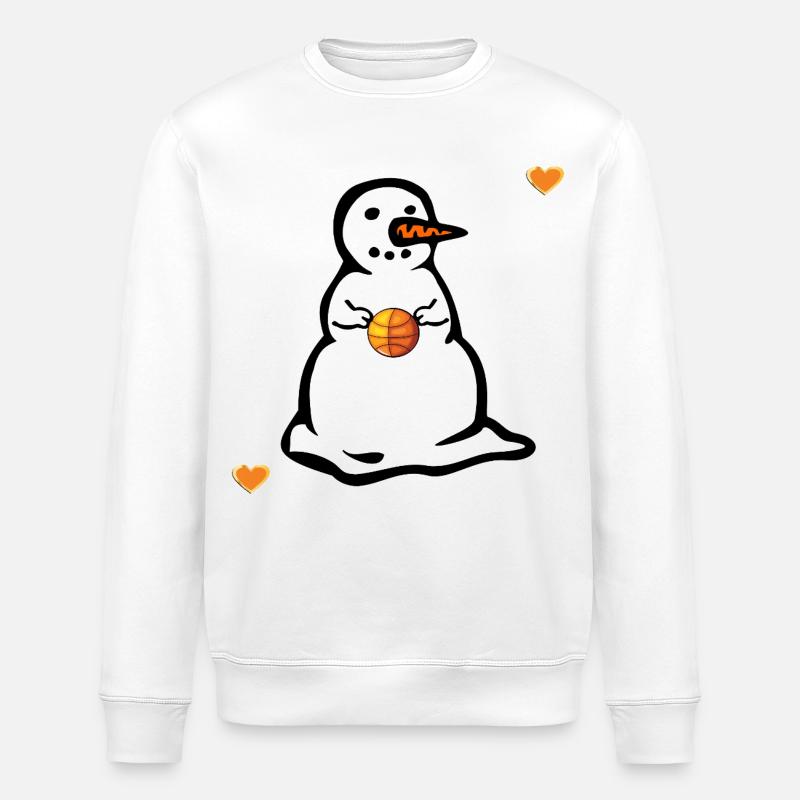 Winter Basketball Kinder Schneemann - Stanley/Stella Unisex Bio-Sweatshirt ROLLER - Weiß