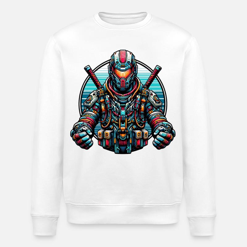 Robot Samouraï - Sweat bio ROLLER Stanley/Stella Unisexe - blanc