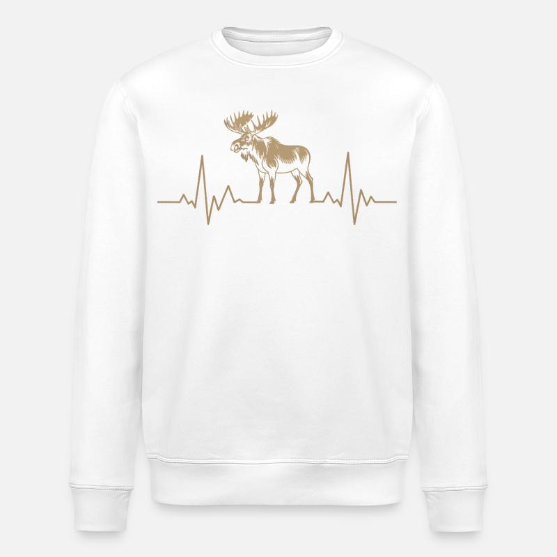 Moose Herzschlag Silhouette - Stanley/Stella Unisex Bio-Sweatshirt ROLLER - Weiß