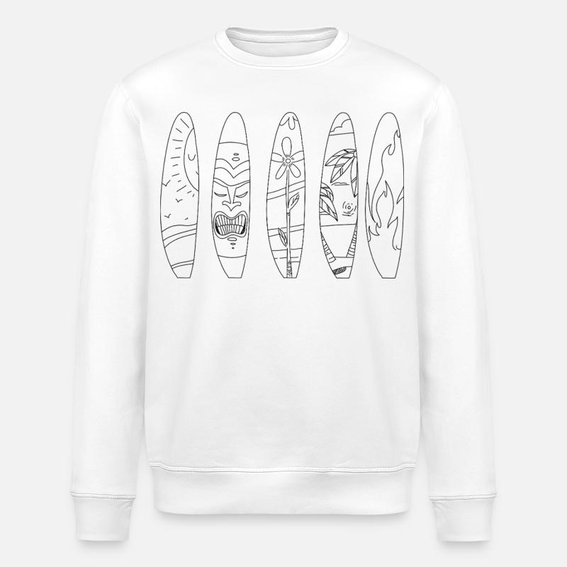 Aloha Retro Tiki Surfboards Kollektion - Stanley/Stella Unisex Bio-Sweatshirt ROLLER - Weiß