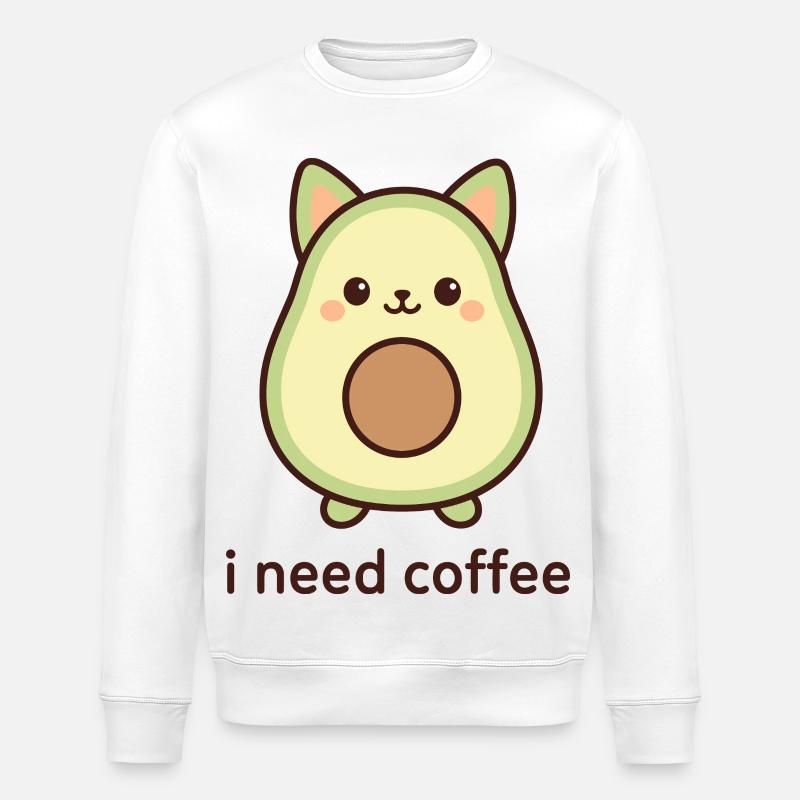 Face de fruit d’avocat Kawaii - Sweat bio ROLLER Stanley/Stella Unisexe - blanc