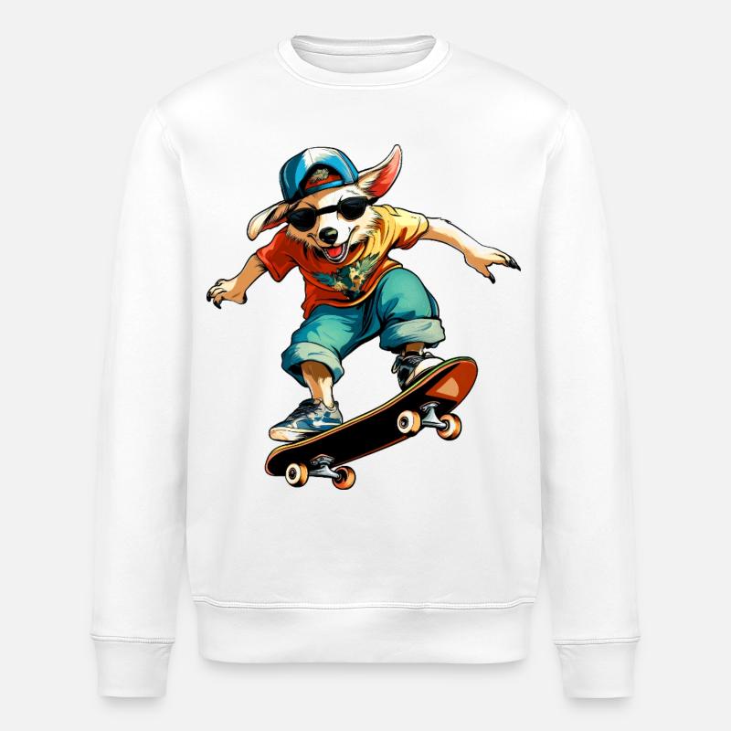 Skateboard Australian Shepherd - Chien - Sweat bio ROLLER Stanley/Stella Unisexe - blanc